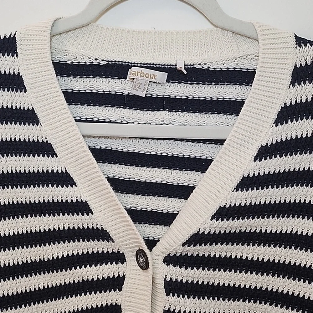 Barbour Sandgate Knitted Cardigan Women's Multi Stripe  Size 6 - Picture 10 of 16
